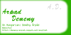 arpad demeny business card